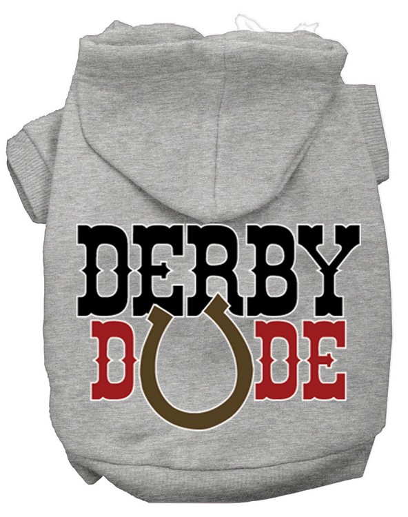 Derby Dude Screen Print Dog Hoodie Grey XXXL